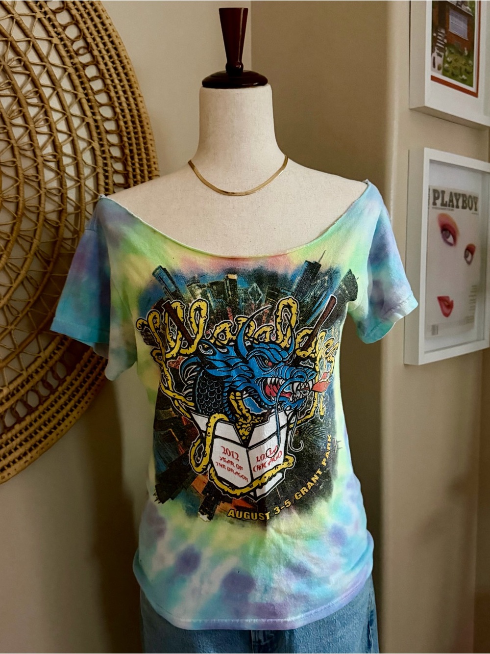 2012 Lollapalooza Year of the Dragon Off the Shoulder Tshirt